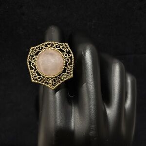 Barse Ornate filigree Copper silver 925  Rose Quartz Ring 8